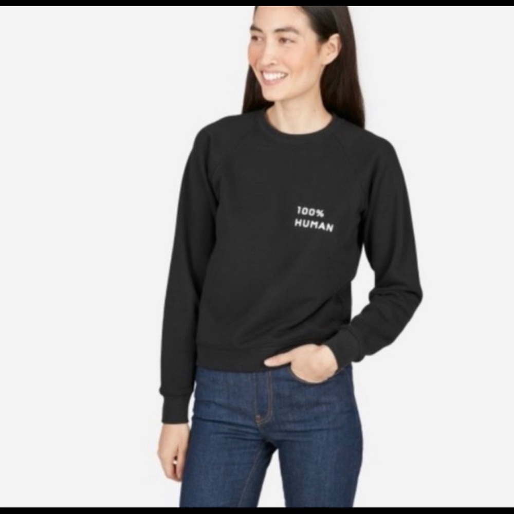 Everlane Black 100% Human pullover Sweatshirt size M.